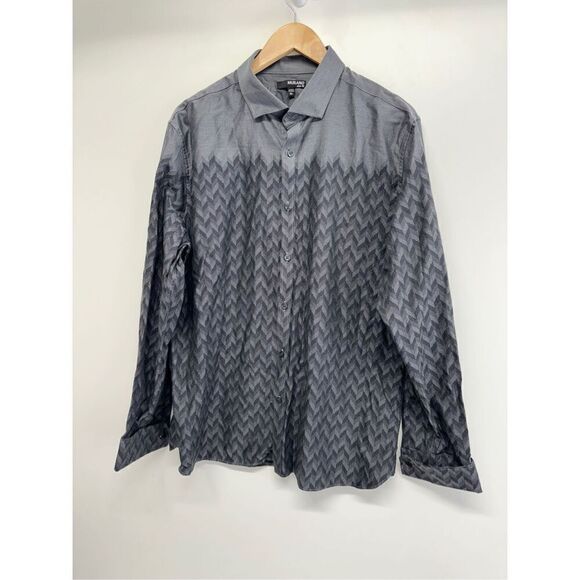 Murano Casual Shirt Size Mens Extra Large Gray Black Collared Long Sleeve - Picture 2 of 8